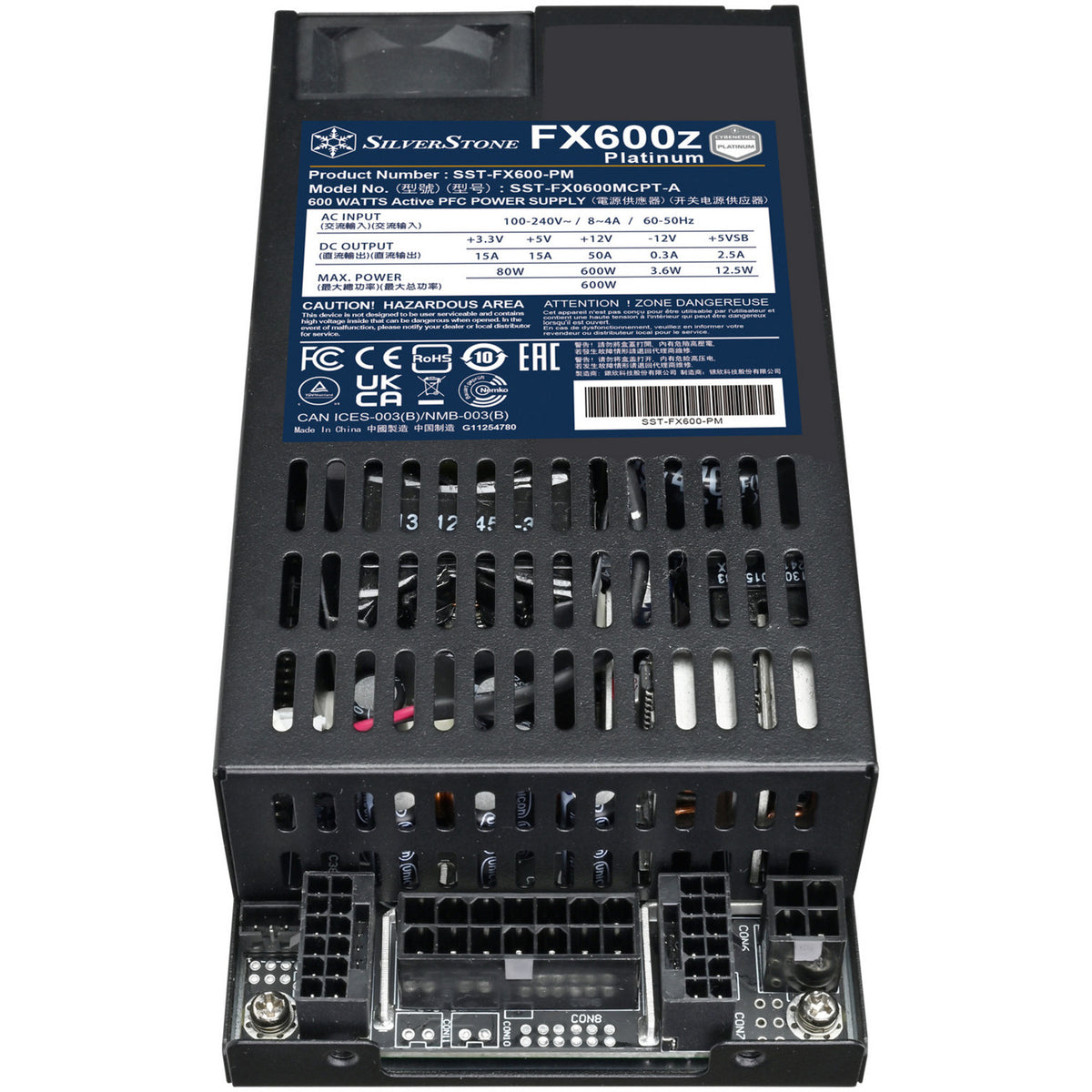 Silverstone fx600z platinum modulaire 600 watt voeding (zwart, 1x 12v-2x6, 2x pcie)