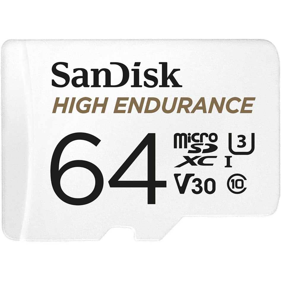 Sandisk high endurance microsdxc 64 gb geheugenkaart (wit, class 10, v30, u3, incl. adapter)