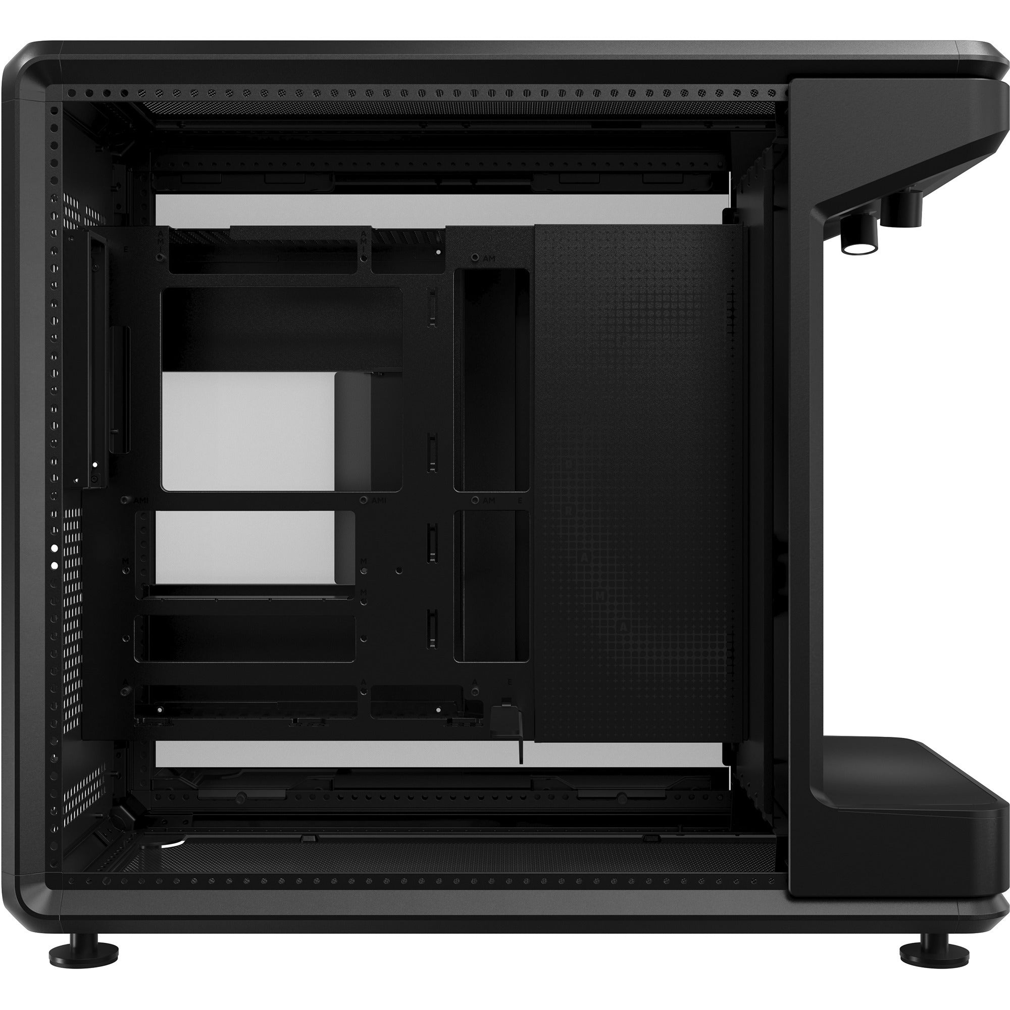 Cooler master masterframe 360 stage lcd midi tower behuizing (zwart | 2x usb-a | 1x usb-c | tempered glass)