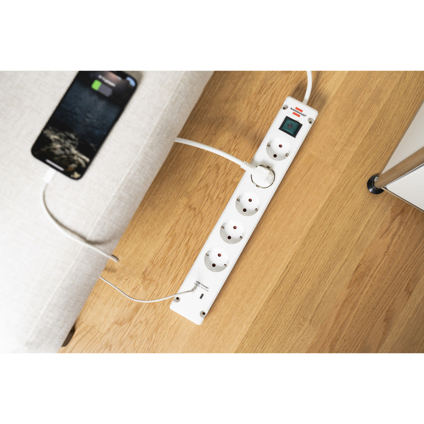 Brennenstuhl bremounta stekkerdoos 5-voudig met 2 usb c-laadcontactdozen stekkerdoos (wit, 2x usb c)