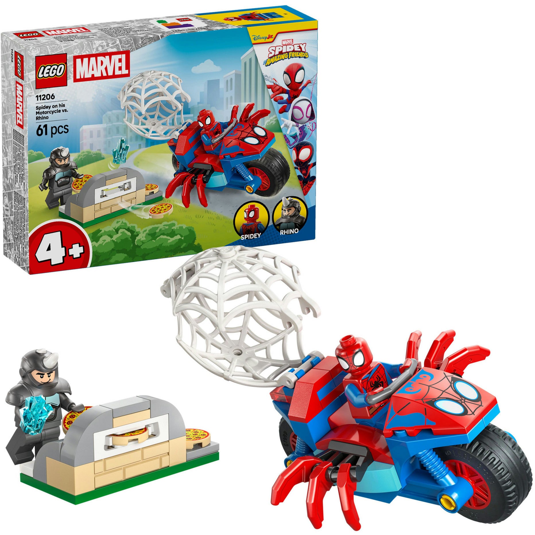 Lego marvel - spidey op zijn motor vs. rhino constructiespeelgoed (11206)