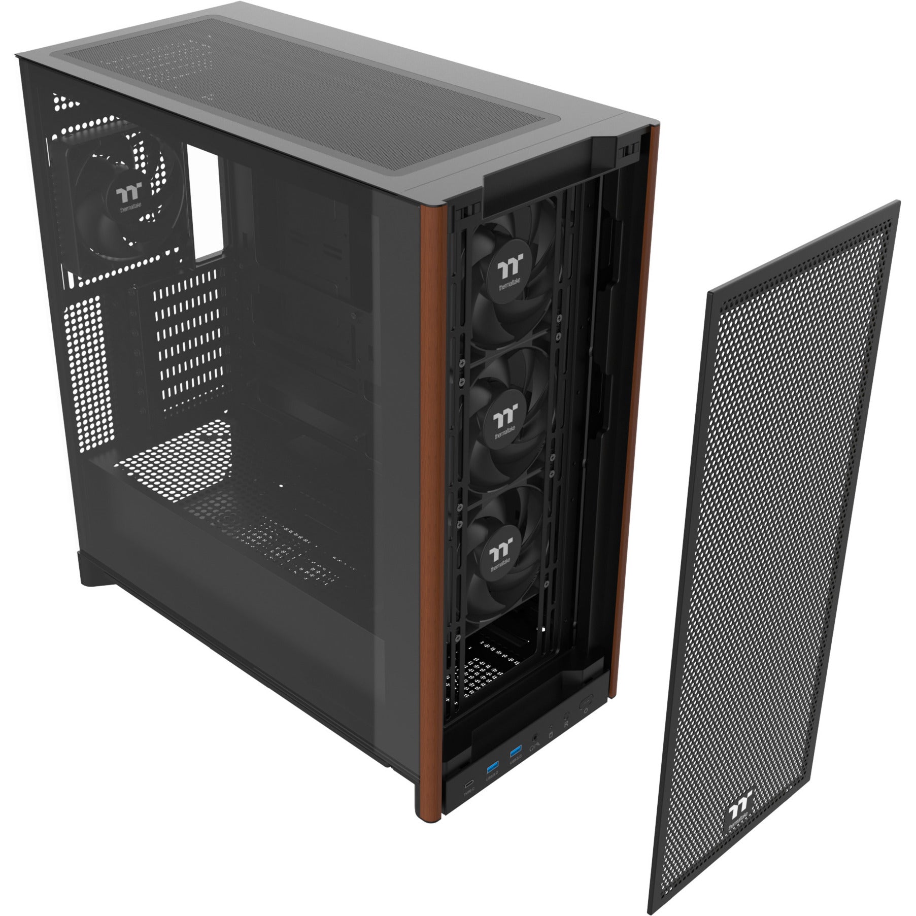 Thermaltake s370 ws midi tower behuizing (zwart | 2x usb-a | 1x usb-c | tempered glass)