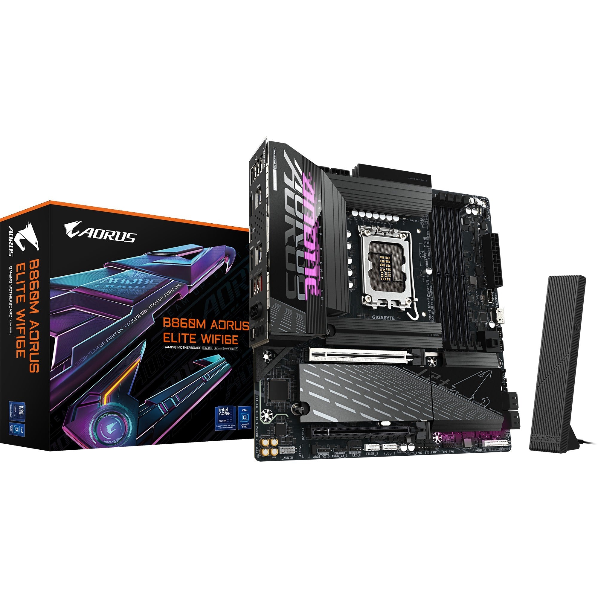 Gigabyte b860m aorus elite wifi6e socket 1851 moederbord (zwart, raid, 2,5gb-lan, wi-fi 6e, bt, sound, µatx)
