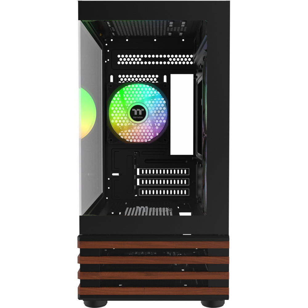Thermaltake view 170 ws argb mini tower behuizing (zwart houtkleur | 2x usb-a | rgb | window)