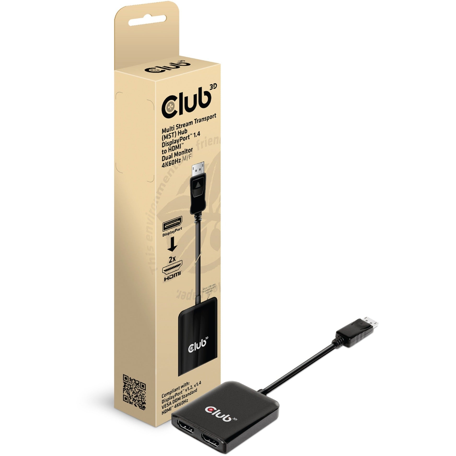 Club 3D Club 3D Multistream Transporthub DisplayPort 1.4 naar 2x