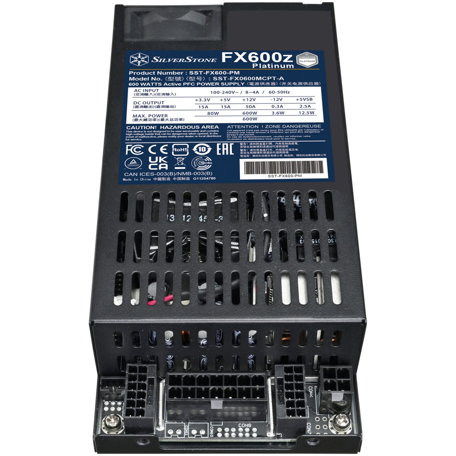 Silverstone fx600z platinum modulaire 600 watt voeding (zwart, 1x 12v-2x6, 2x pcie)