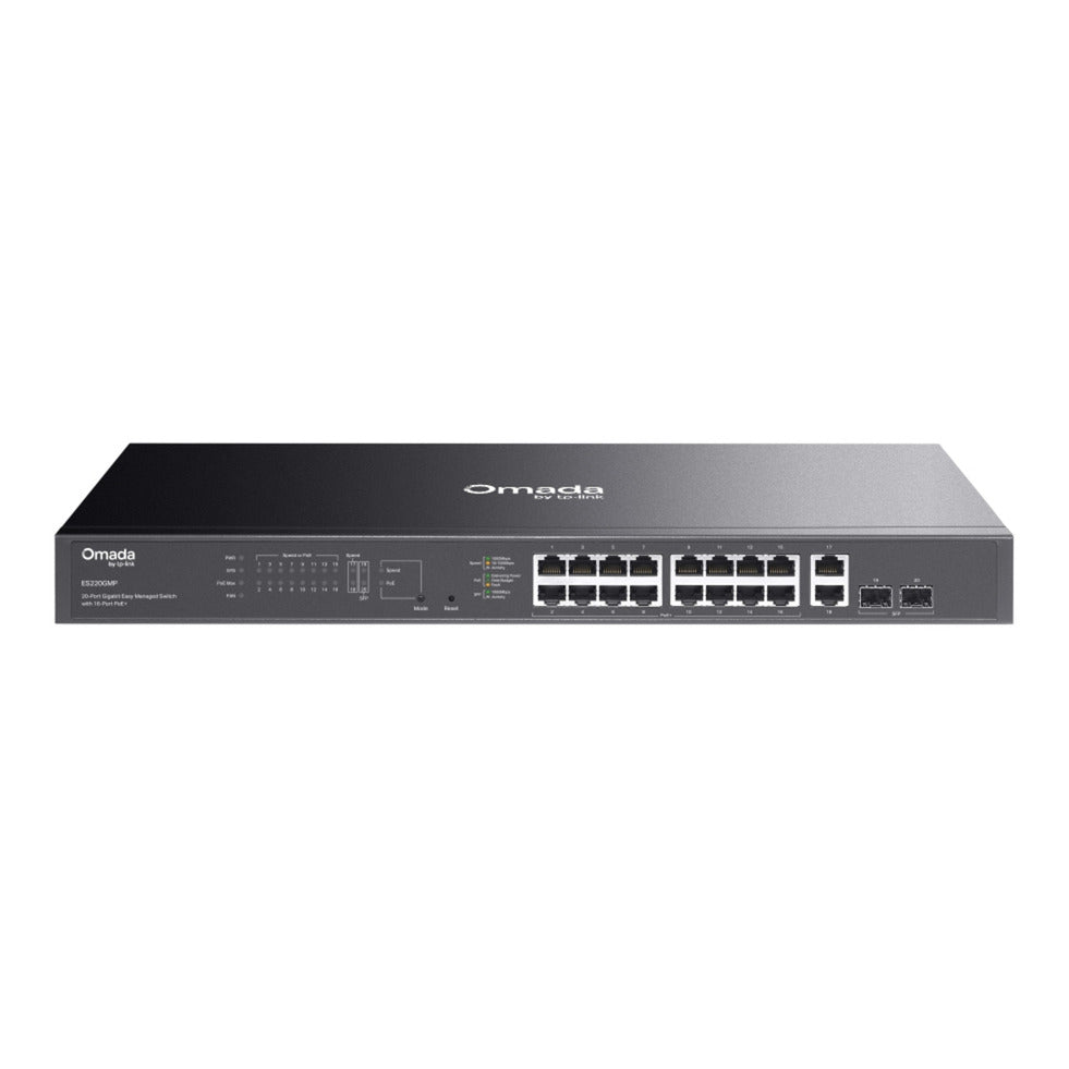 Tp-link omada es220gmp 20-poort gigabit easy managed switch (zwart, 16x poe+, 2x gigabit sfp)