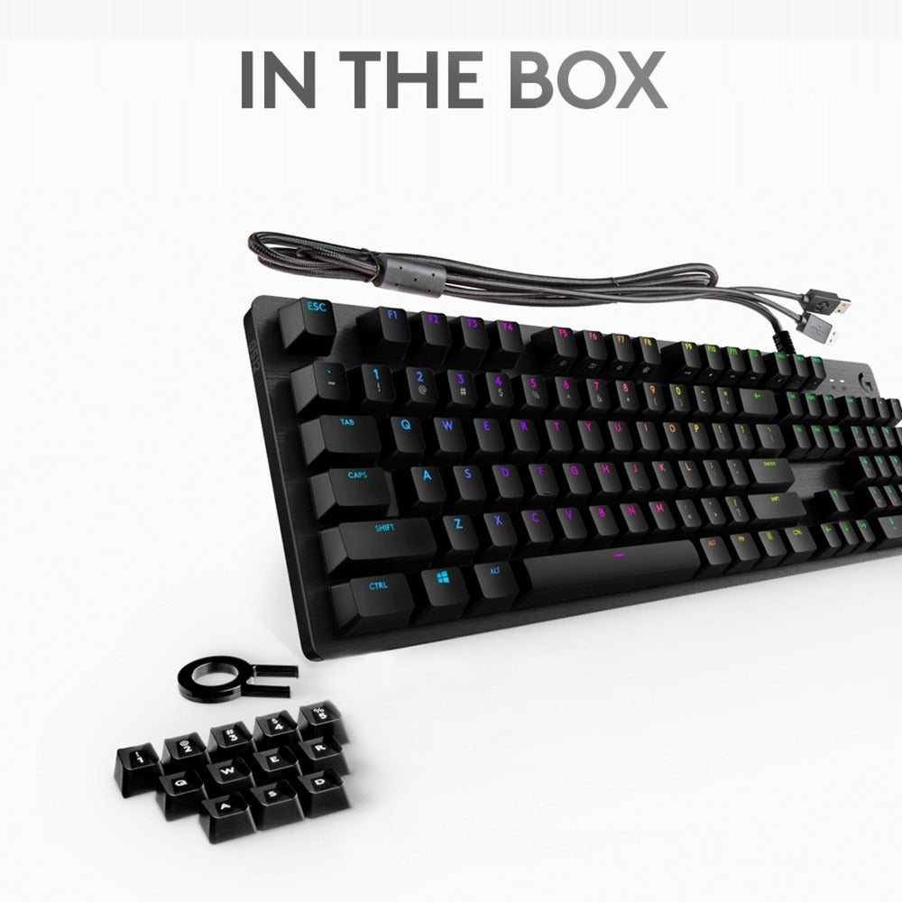 Logitech g512 carbon lightsync rgb mechanical gaming keyboard (zwart, us-international lay-out (qwerty), gx brown, 100%, rgb leds)