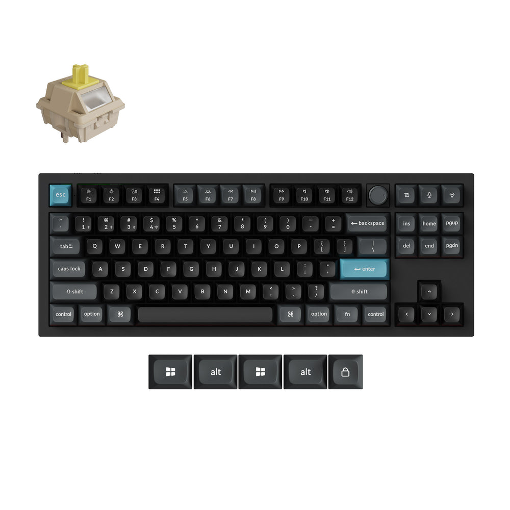 Keychron q3 ultra-m4 8k wireless custom mechanical keyboard (zwart, us lay-out (qwerty), silk pom banana, 80% (tkl), rgb, hot swap, 8k, 2.4 ghz | bluetooth 5.2 | usb-c)