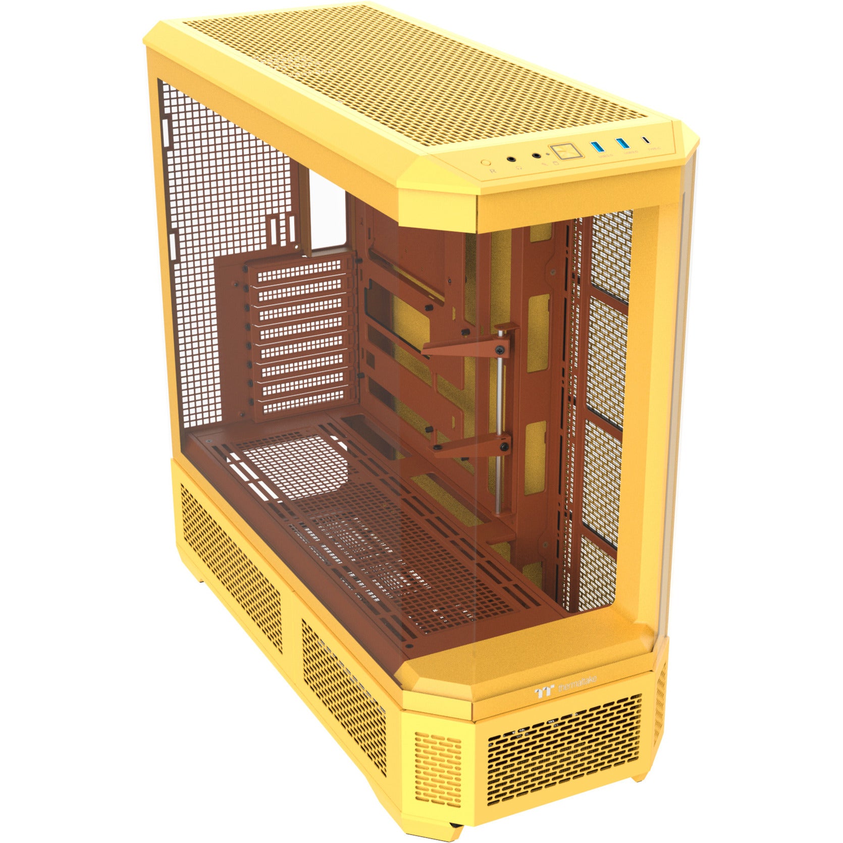 Thermaltake view 600 tg butter caramel big tower behuizing (geel | 2x usb-a | 1x usb-c | tempered glass)