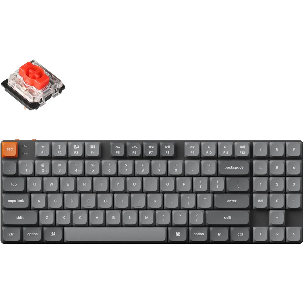 Keychron k13 max-h1 rgb mechanisch toetsenbord (zwart, us lay-out (qwerty), gateron low profile 2.0 mechanical red, 80% (tkl), rgb leds, low-profile double-shot pbt, hot swap, 2.4ghz | bluetooth 5.1 | usb-c)