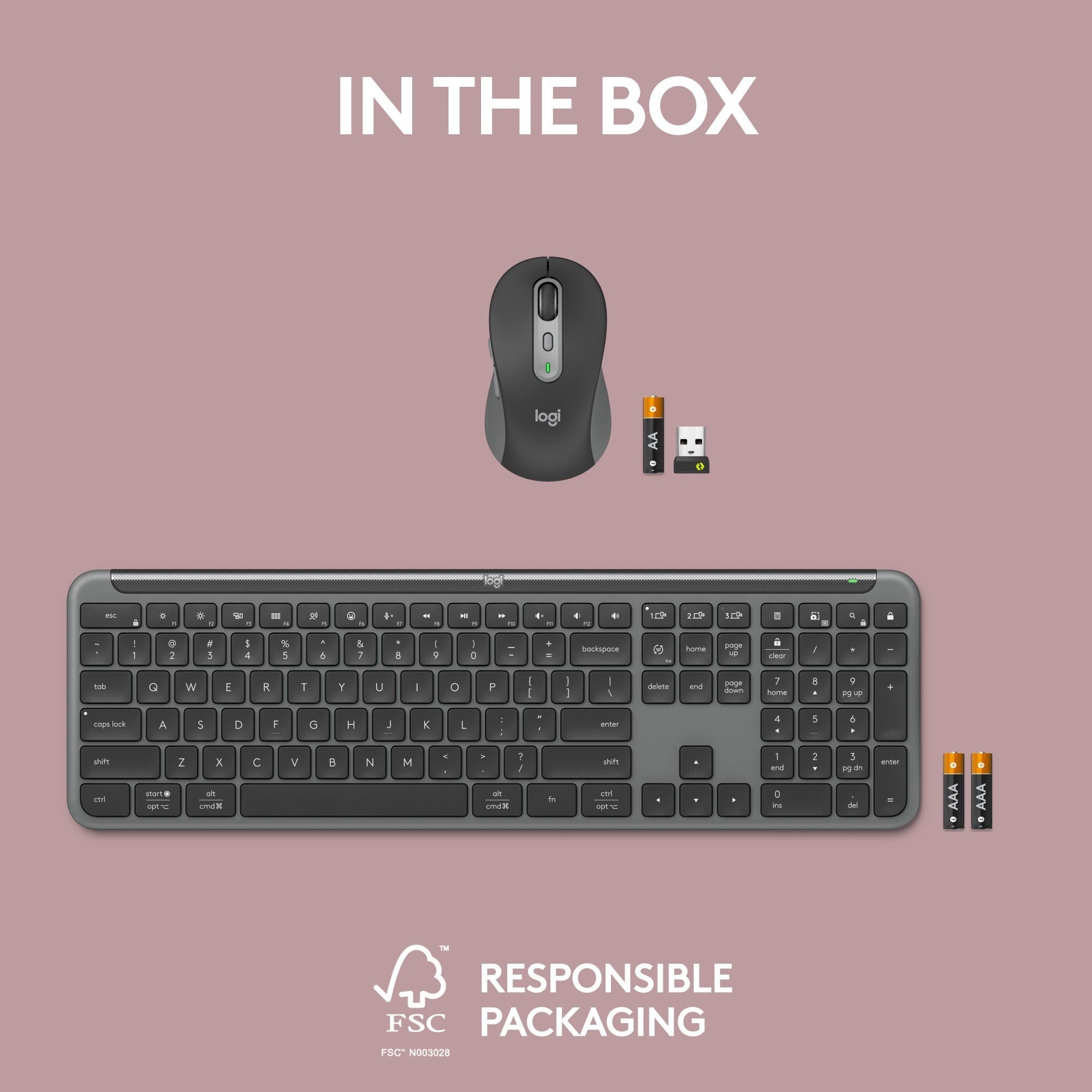 Logitech mk950 signature slim draadloze desktopset (grafiet, us-international lay-out (qwerty), 400 - 4000 dpi)