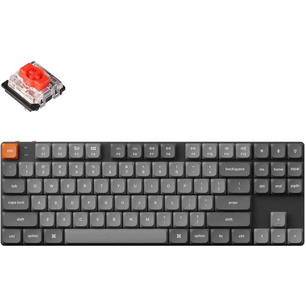 Keychron k1 max-h1 rgb mechanisch toetsenbord (zwart, us lay-out (qwerty), gateron low profile 2.0 mechanical red, 75%, rgb leds, double-shot pbt, hot swap, 2.4ghz | bluetooth 5.1 | usb-c)