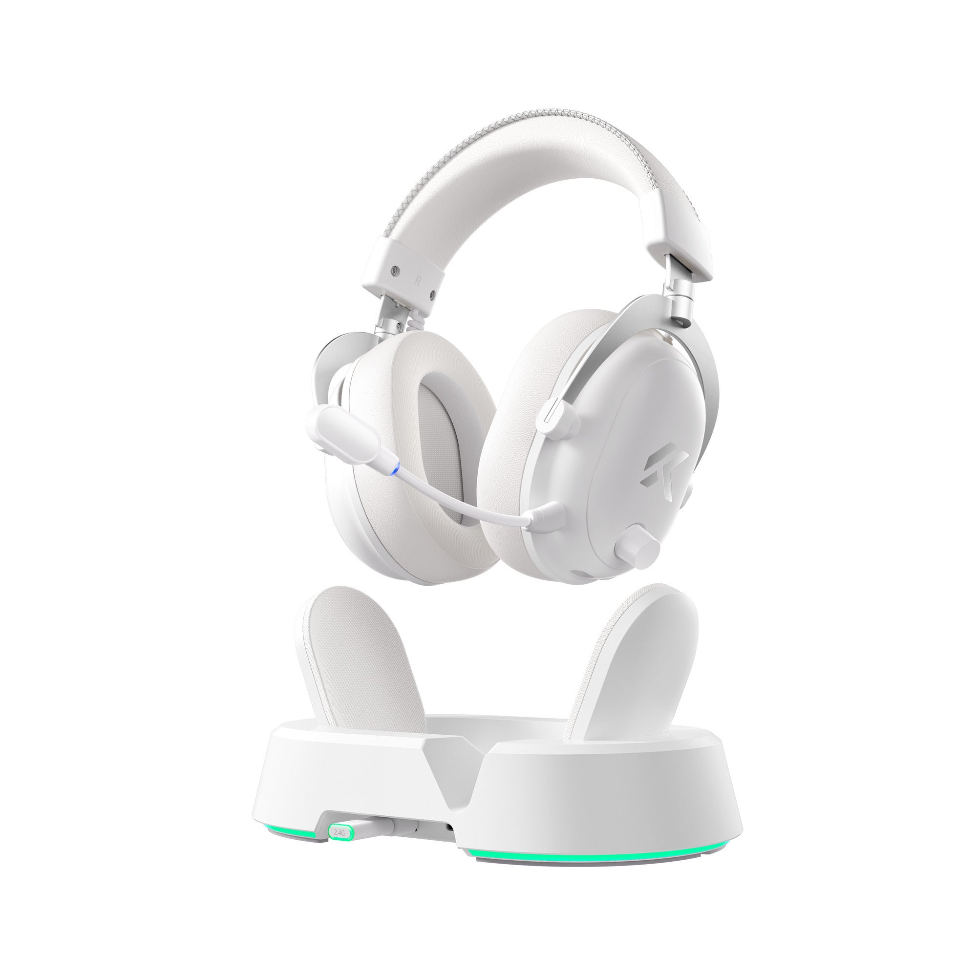 Mchose v9 turbo+ magnetic wireless over-ear gaming headset (wit zilver, nintendo switch, playstation 4, playstation 5, mobiel, pc, 2.4g bluetooth usb)