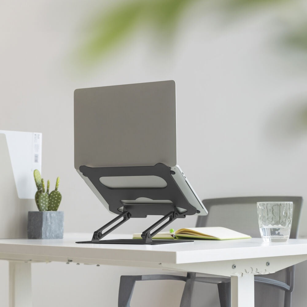 Act connectivity laptopstandaard, aluminium, inklapbaar, traploos in hoogte verstelbaar (zwart)