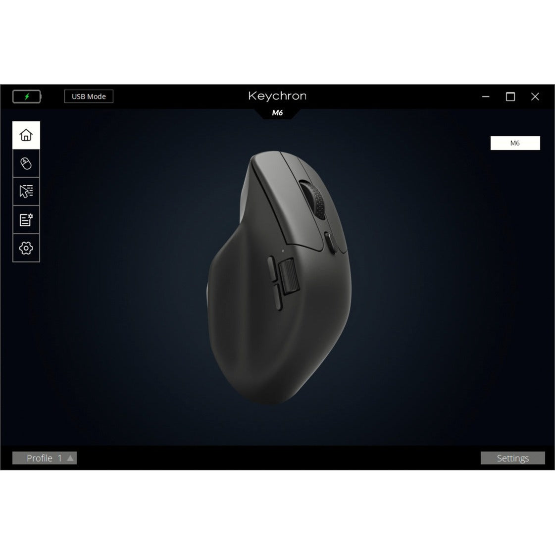 Keychron m6-a1 wireless mouse (zwart, 100 - 26.000 dpi, usb-c bluetooth 5.1 2.4 ghz)