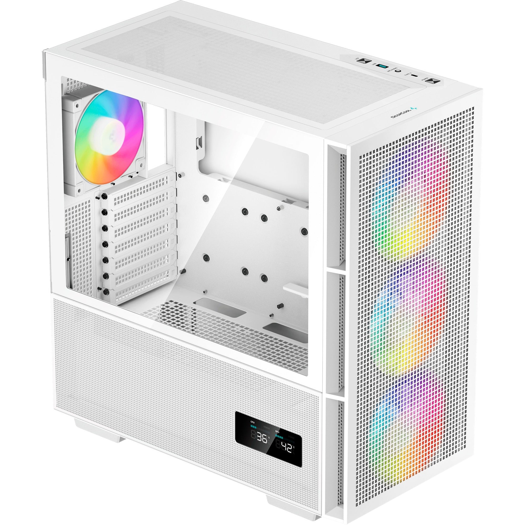 Deepcool ch560 digital midi tower behuizing (wit | 1x usb-a | 1x usb-c | rgb | tempered glass)