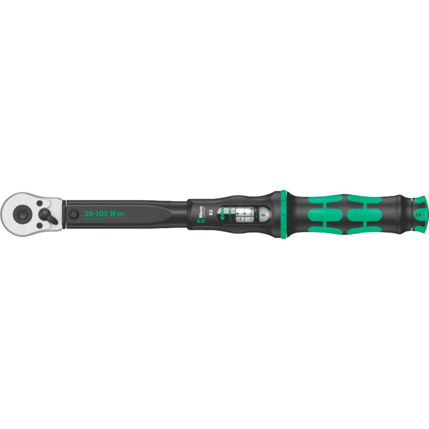 Wera click-torque b 2 draaimomentsleutel met omschakelratel, 20-100 nm (zwart groen)