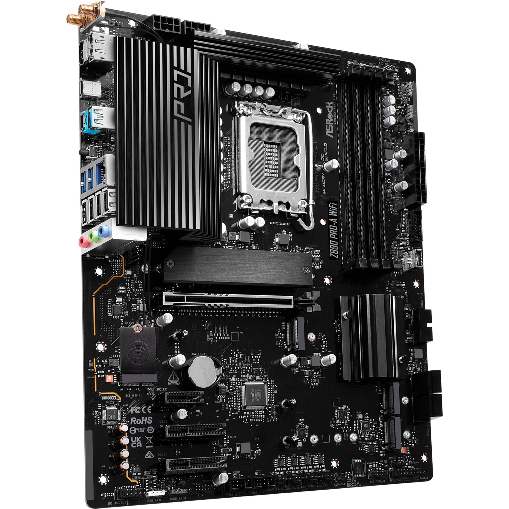 Asrock z890 pro-a wifi socket 1851 moederbord (zwart, raid, 2.5gb-lan, wi-fi 6e, bt, sound, atx)