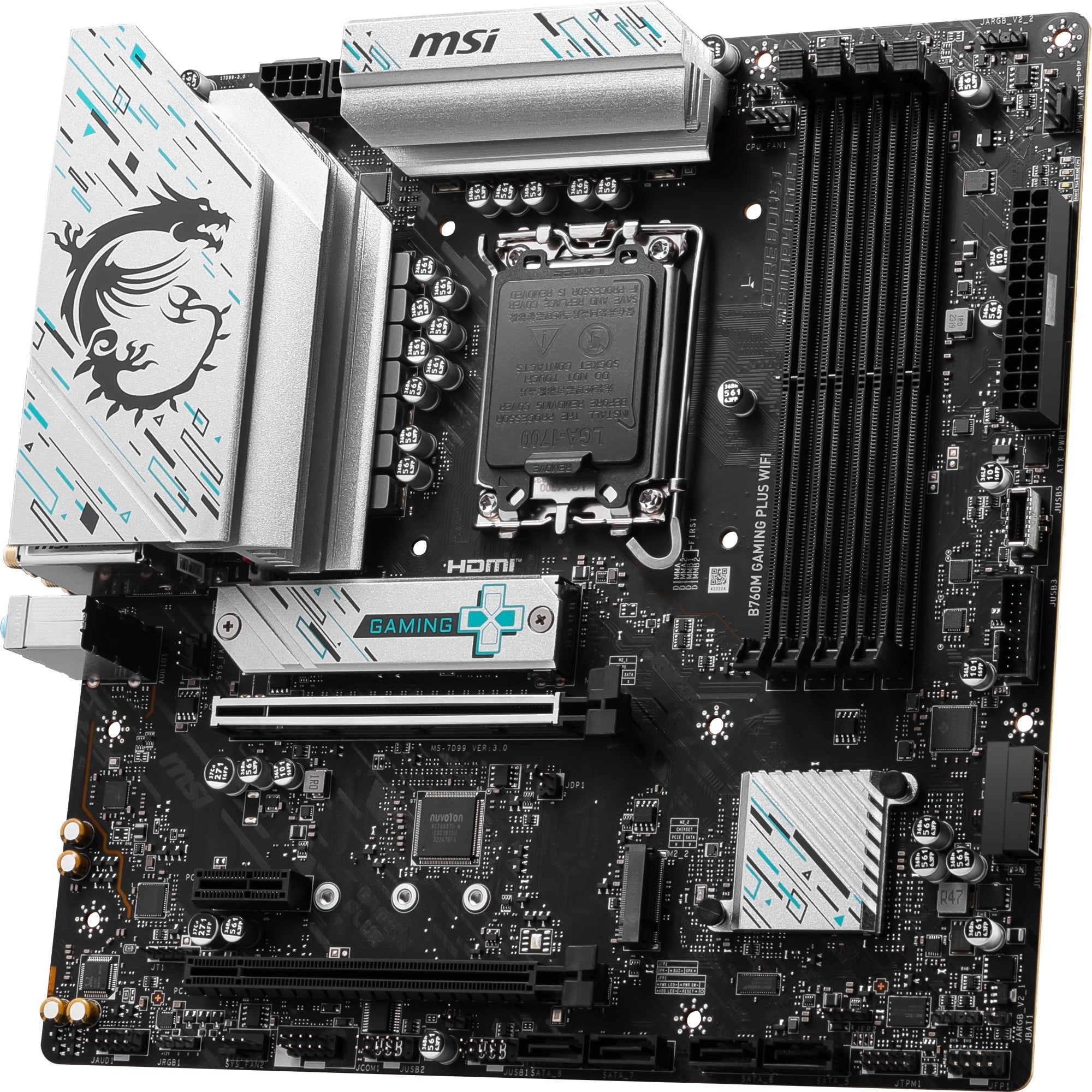 Msi b760m gaming plus wifi socket 1700 moederbord (zwart zilver, raid, 2.5 gb-lan, wi-fi 6e, bt, sound, µatx)