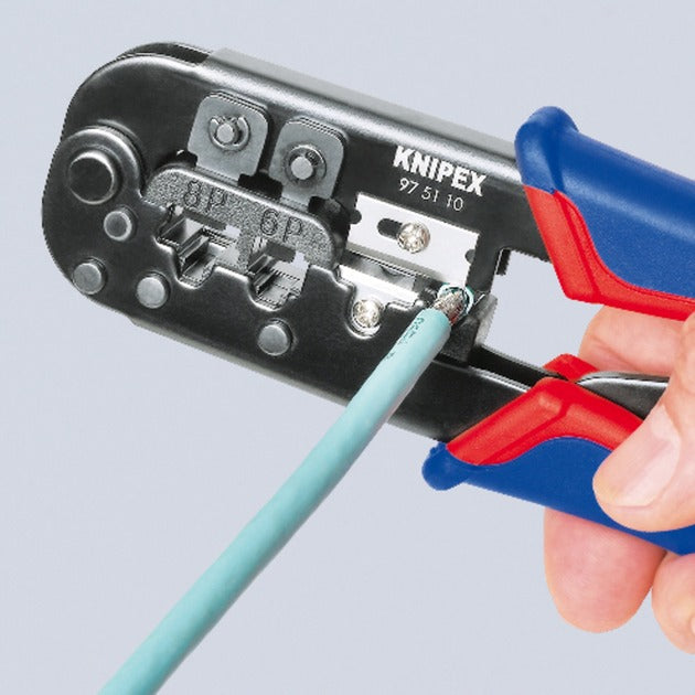 Knipex crimping tool 97 51 10 SB (blue red, RJ-11 12 and RJ-45 plug)