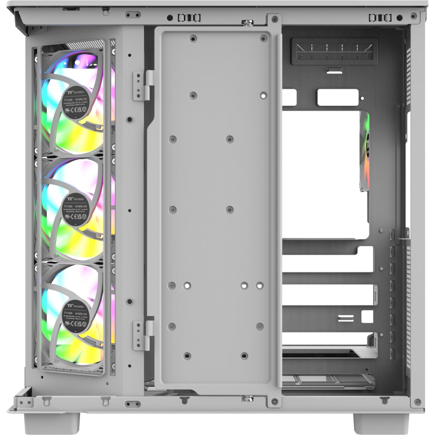 Thermaltake view 380 xl ws argb midi tower behuizing (wit houtkleur | 2x usb-a | 1x usb-c | rgb | tempered glass)