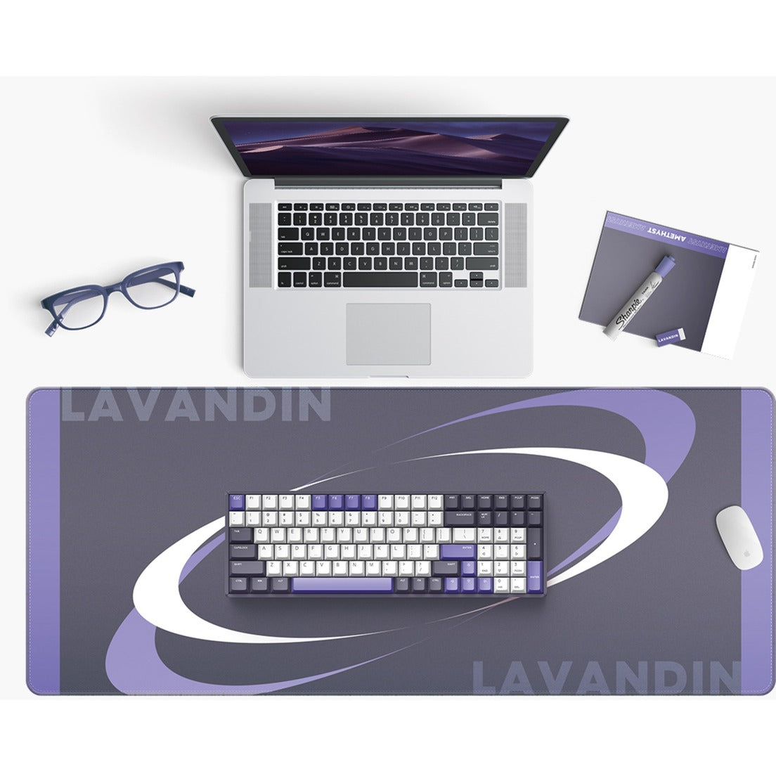Iqunix f97 lavandin wireless mechanical keyboard, gaming toetsenbord (lavendel, us lay-out, cherry mx silent red, rgb leds, 96%, hot-swappable, pbt, 2.4ghz | bluetooth 5.1 | usb-c)