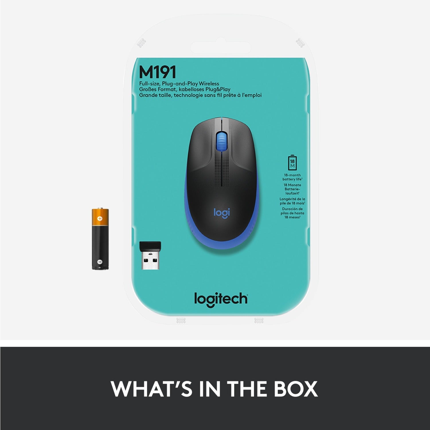Logitech Logitech M190 Draadloze muis van volledig formaat