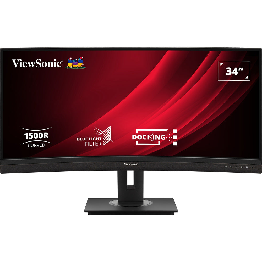 Viewsonic uwqhd curved docking monitor vg3456c 34 ultrawide (zwart (mat), 2x hdmi, 1x displayport, usb-a, usb-b, usb-c, lan, audio)