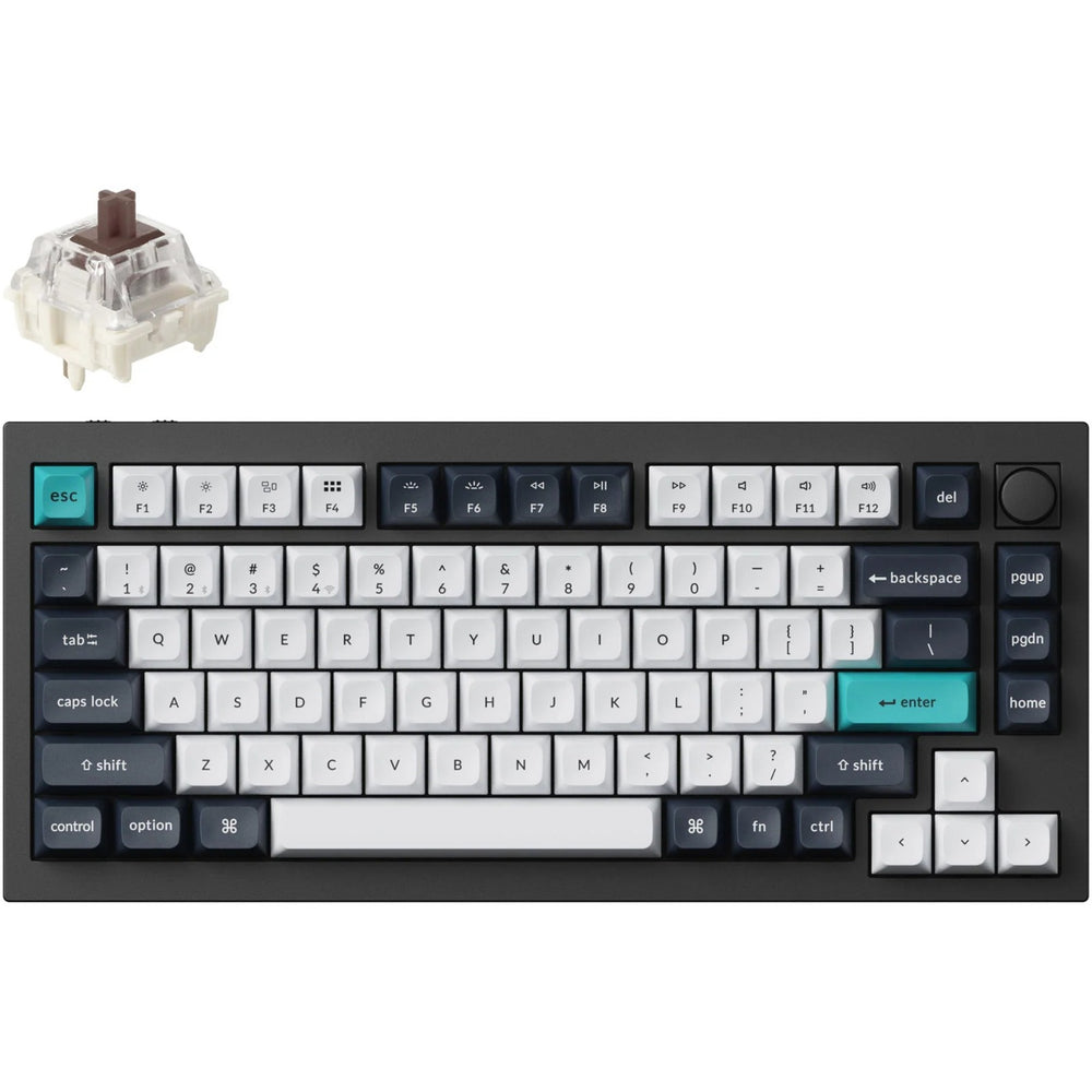 Keychron q1 max-m3 rgb mechanisch toetsenbord (zwart, us lay-out (qwerty), gateron jupiter brown, 75%, rgb leds, ksa double-shot pbt, hot swap, knob, 2.4ghz | bluetooth 5.1 | usb-c)