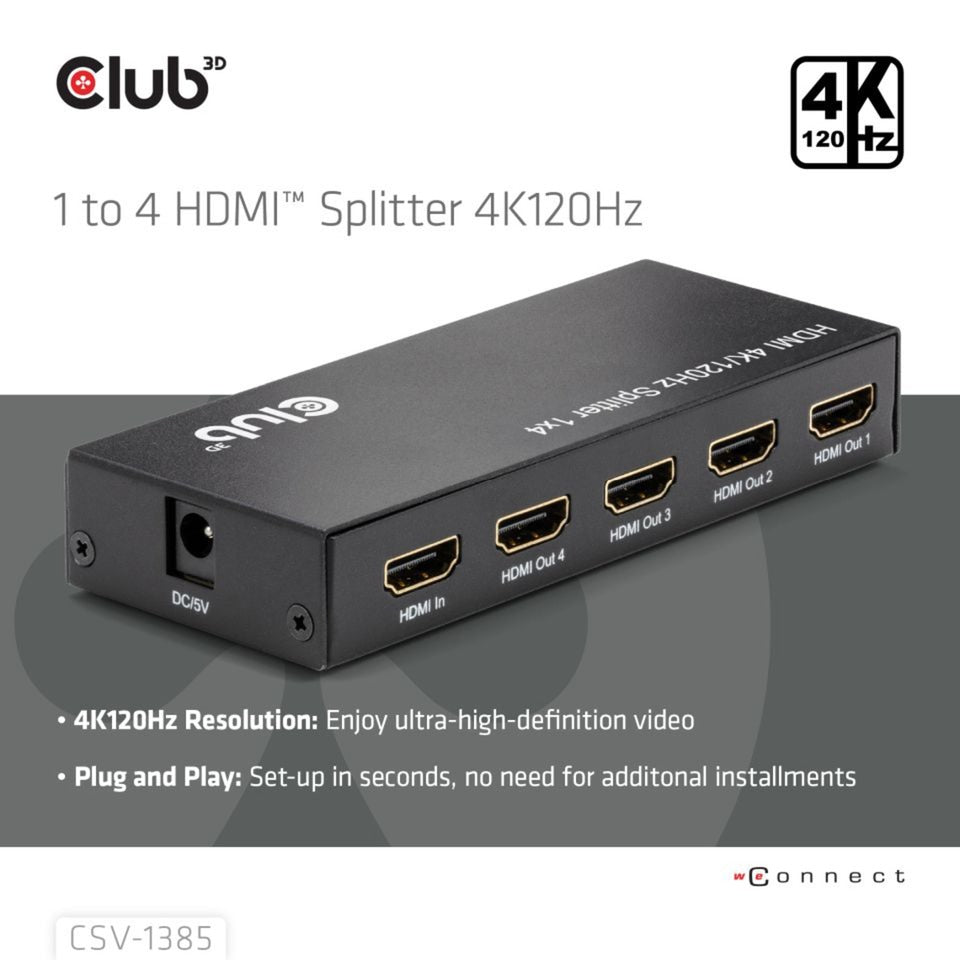 Club 3D HDMI-splitter 1x > 4x HDMI 4K 120Hz