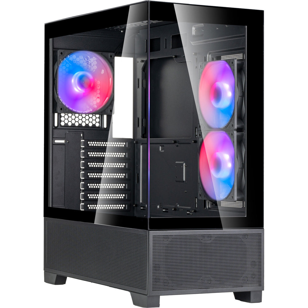 Silverstone lucid 05 mini tower behuizing (zwart | 2x usb-a | 1x usb-c | rgb | tempered glass)