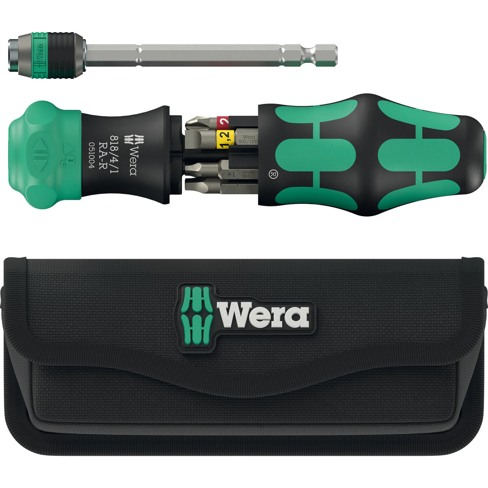 Wera kraftform kompakt 26 ra-r met etui, 6‑delig bitset (zwart groen)