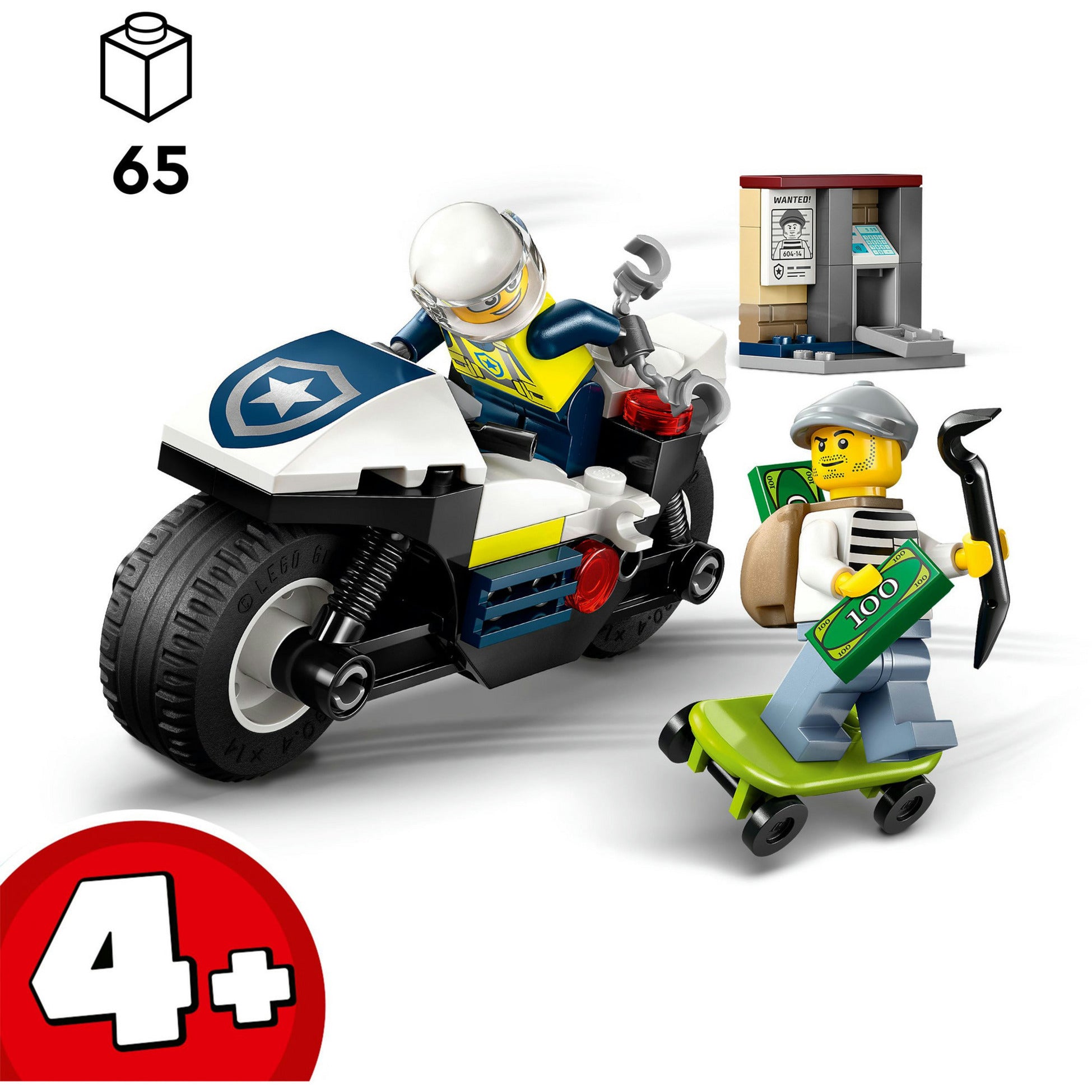 Lego ® city achtervolging op politiemotor - 60455
