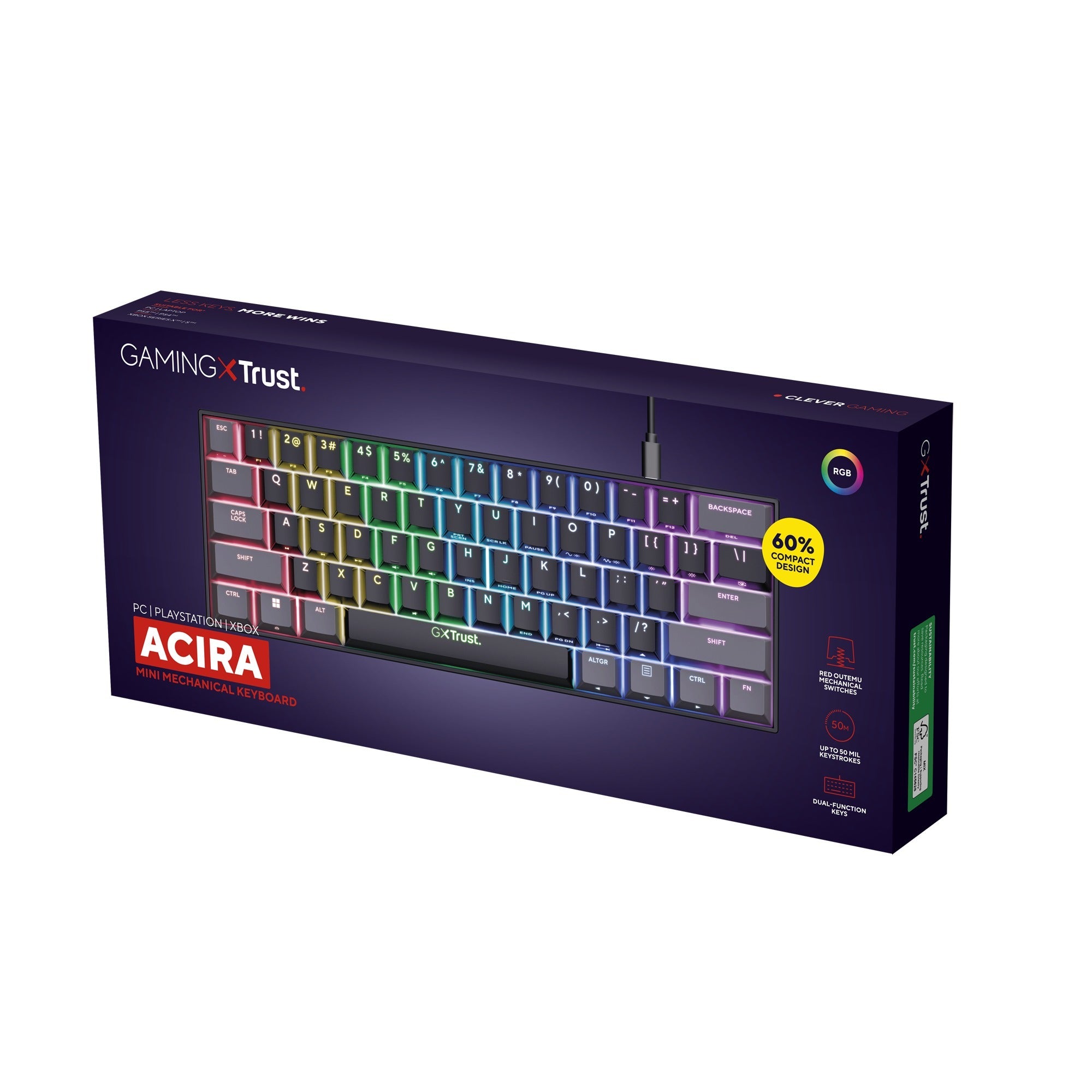 Trust Trust GXT 867 Acira 60% mini mechanische gaming-toetsenbo