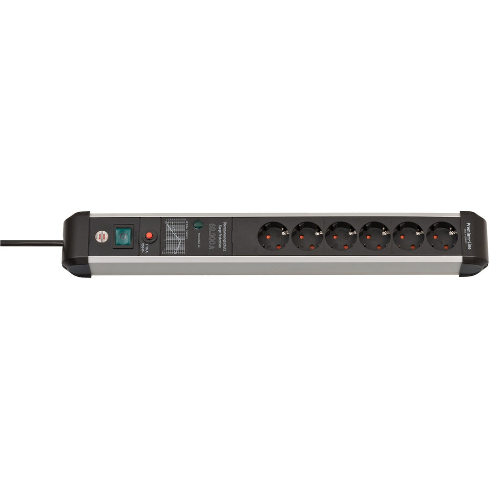 Brennenstuhl premium-protect-line, stekkerdoos 6-voudig met overspanningsbeveiliging (3m kabel, met schakelaar, made in germany)