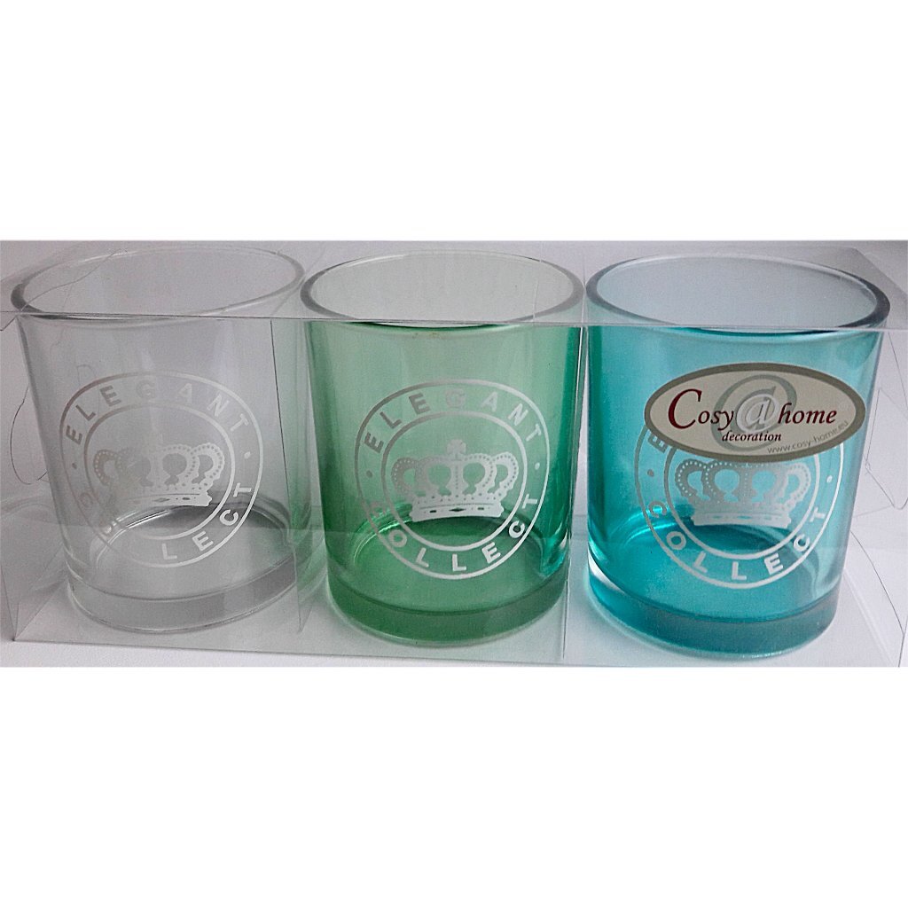 Cosy@home elegante collect glazen theelichthouder 3 stuks