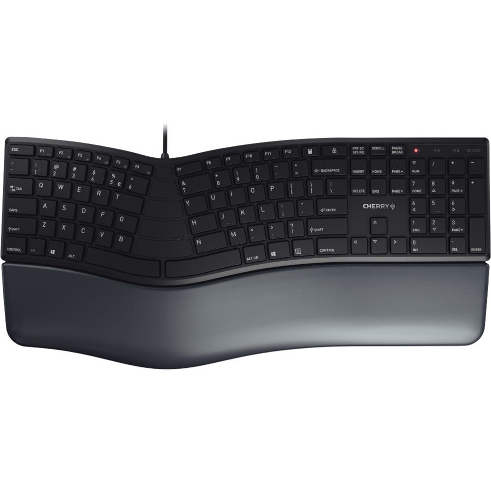 Cherry kc 4500 ergo toetsenbord (zwart, eu lay-out (qwerty), 100%)