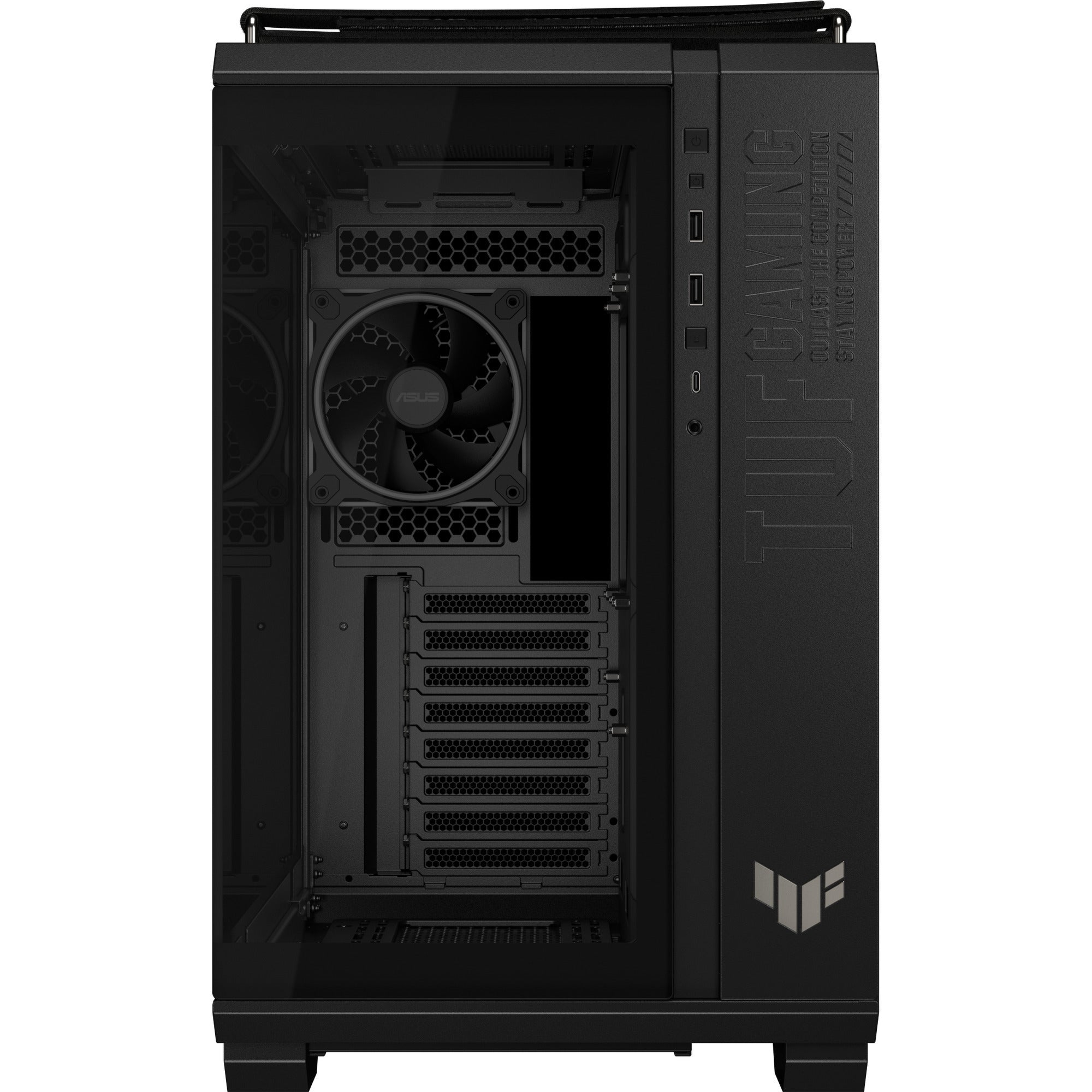 Asus tuf gaming gt502 horizon argb midi tower behuizing (zwart | 3x usb-a | 1x usb-c | tempered glass)
