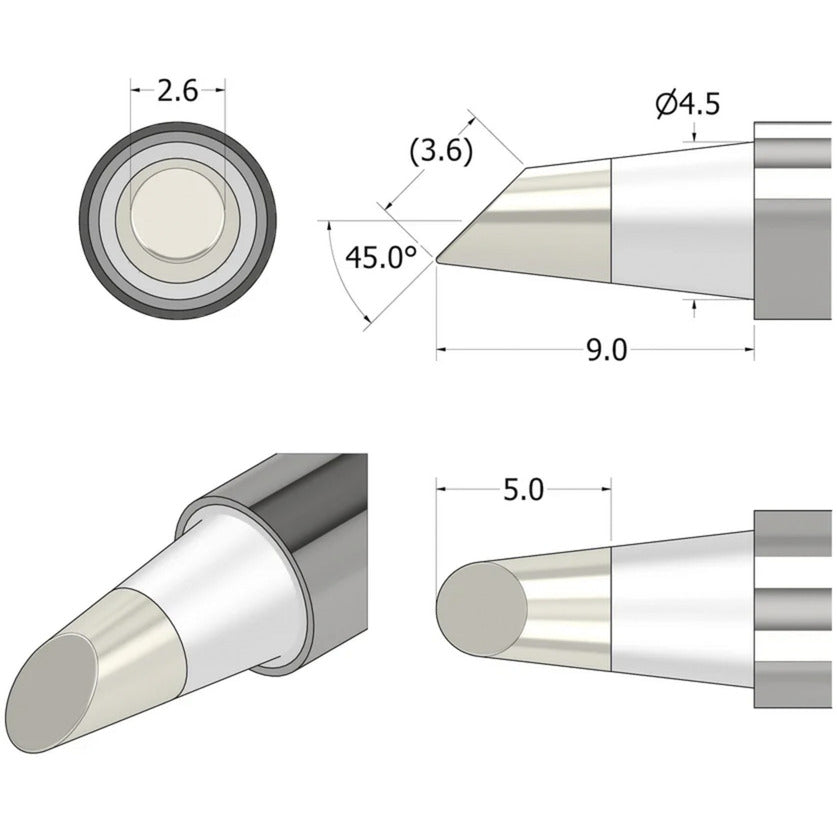 Ifixit fixhub soldeerpunt, conisch afgeschuind, 2,6 mm soldeerbout (zilver)