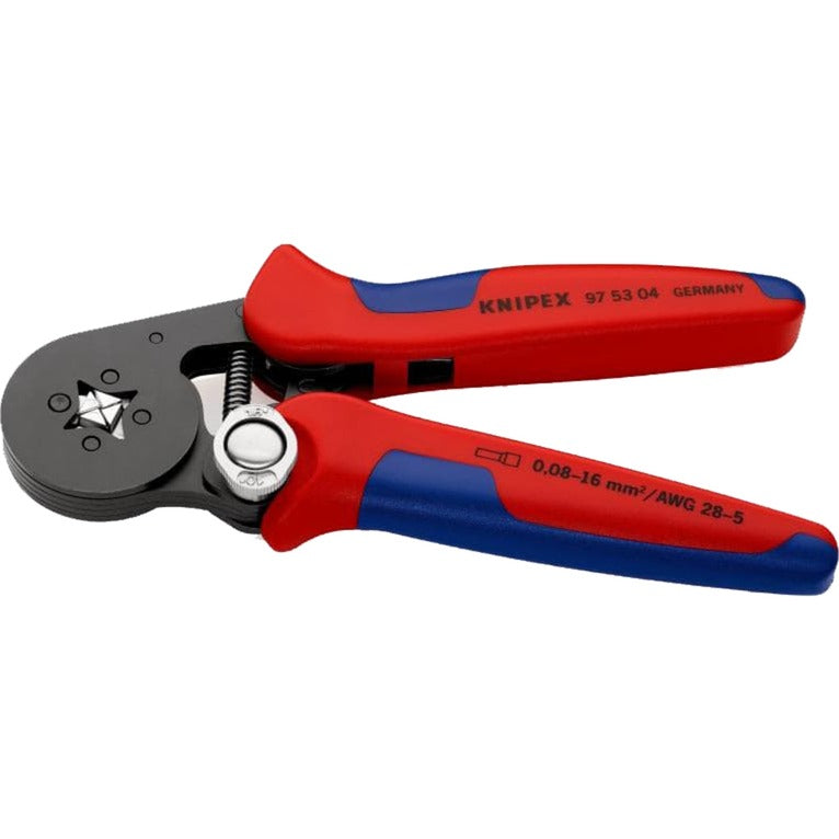 Knipex zelfinstellende krimptang voor adereindhulzen 97 53 04 sb (rood blauw, met zij-invoering)