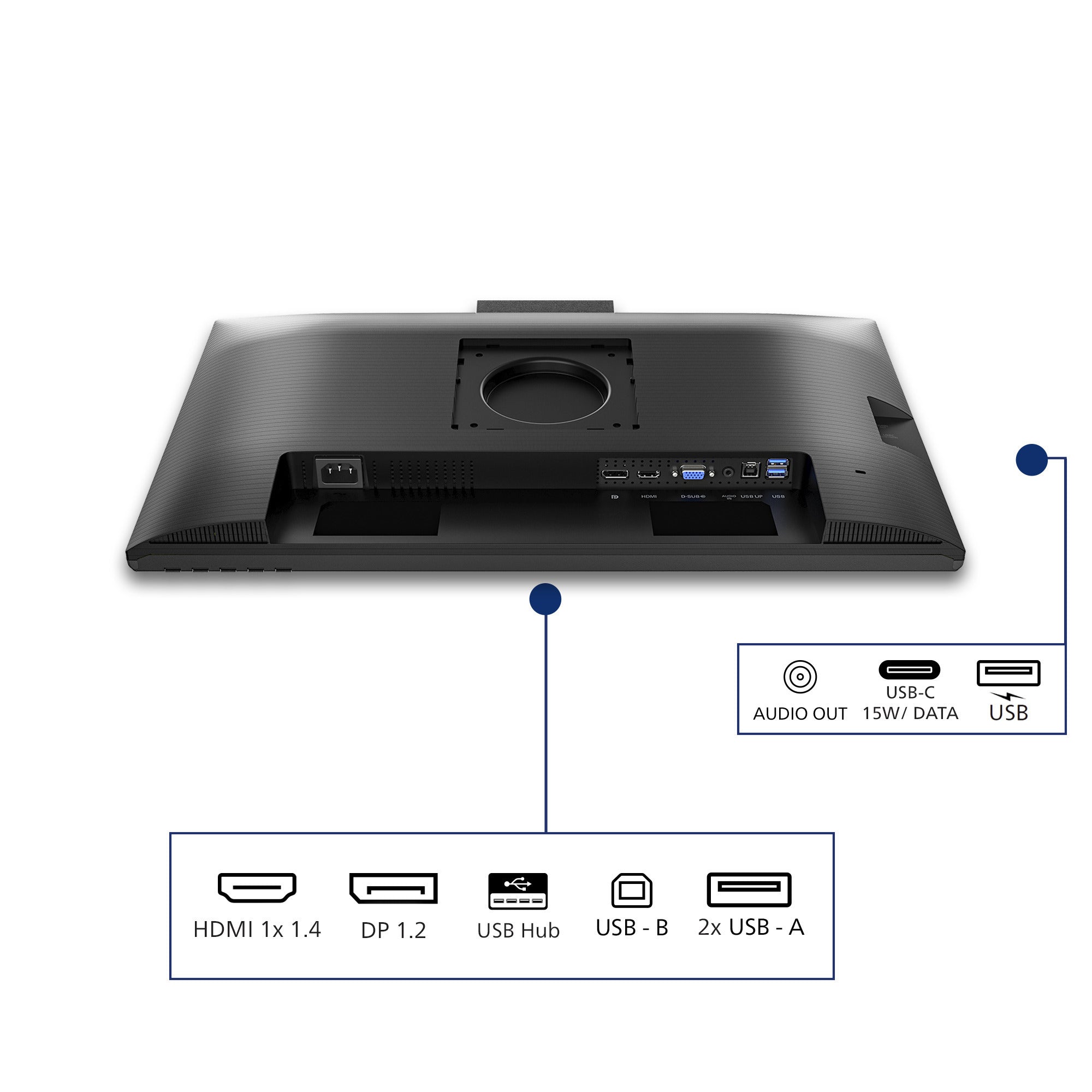 Philips 24b2n3200jh 00 23.8 monitor (zwart, vga, hdmi, displayport, usb-c, webcam, 120 hz)