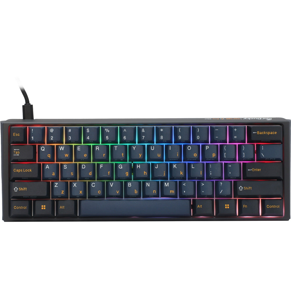 Ducky one 3 pro mini rgb mechanisch gaming toetsenbord (zwart, us lay-out (qwerty), cherry mx2a blue, 60%, rgb led, double-shot pbt, quack mechanics, hot swap)