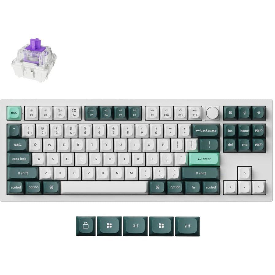 Keychron q3 he qmk-p1 rgb mechanisch toetsenbord (wit, us lay-out (qwerty), gateron double-rail magnetic nebula, 80% (tkl), rgb leds, osa double-shot pbt, hot swap, knob, 2.4ghz | bluetooth 5.1 | usb-c)