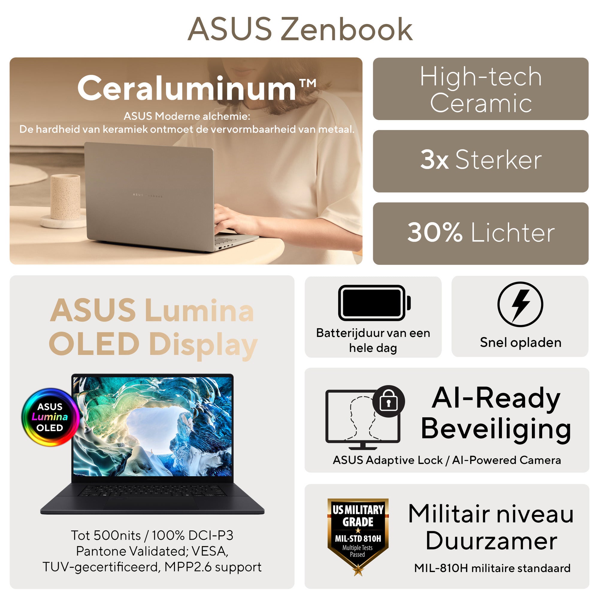 Asus zenbook a14 ux3407qa-qd237w 14 copilot+ laptop (grijs | snapdragon x1-26-100 | adreno gpu | 16 gb | 1 tb ssd)