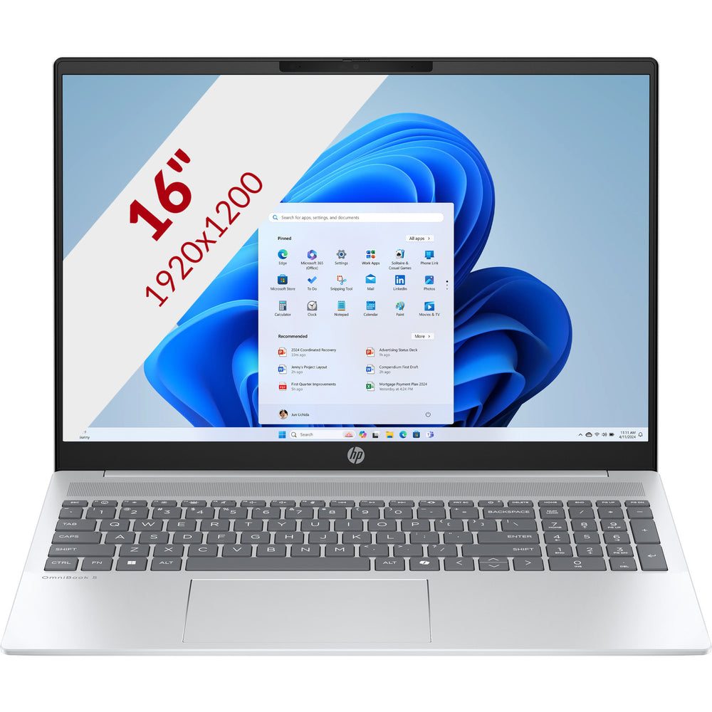 Hp omnibook 5 16-af1070nd (bq2w5ea) 16 laptop (zilver | ultra 7 255u | intel graphics | 16 gb | 512 gb ssd)
