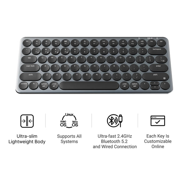 Keychron b3 pro-k8 toetsenbord (wit, us lay-out (qwerty), scissor switches, 75%, abs keycaps, 2.4 ghz | bluetooth | usb)