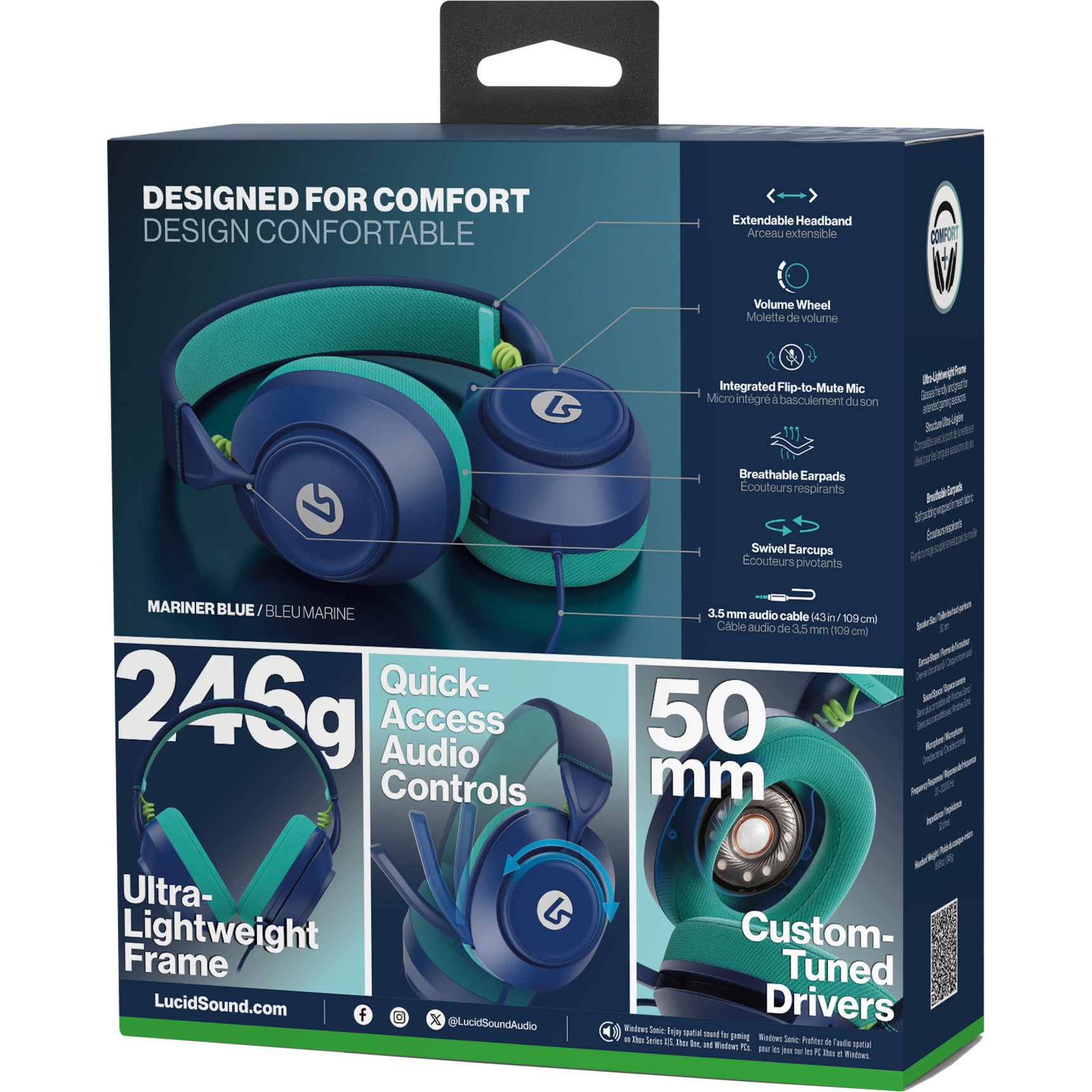 Powera lucidsound ls10x gen 2 bedrade gamingheadset - mariner blue over-ear gaming headset (donkerblauw lichtblauw, xbox series x|s, xbox one, pc)