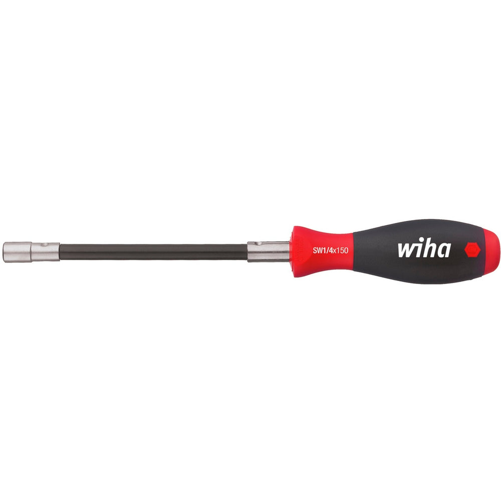 Wiha schroevendraaier met bithouder softfinish klemming met borgring (zwart rood, flexibele schacht, 1 4 )