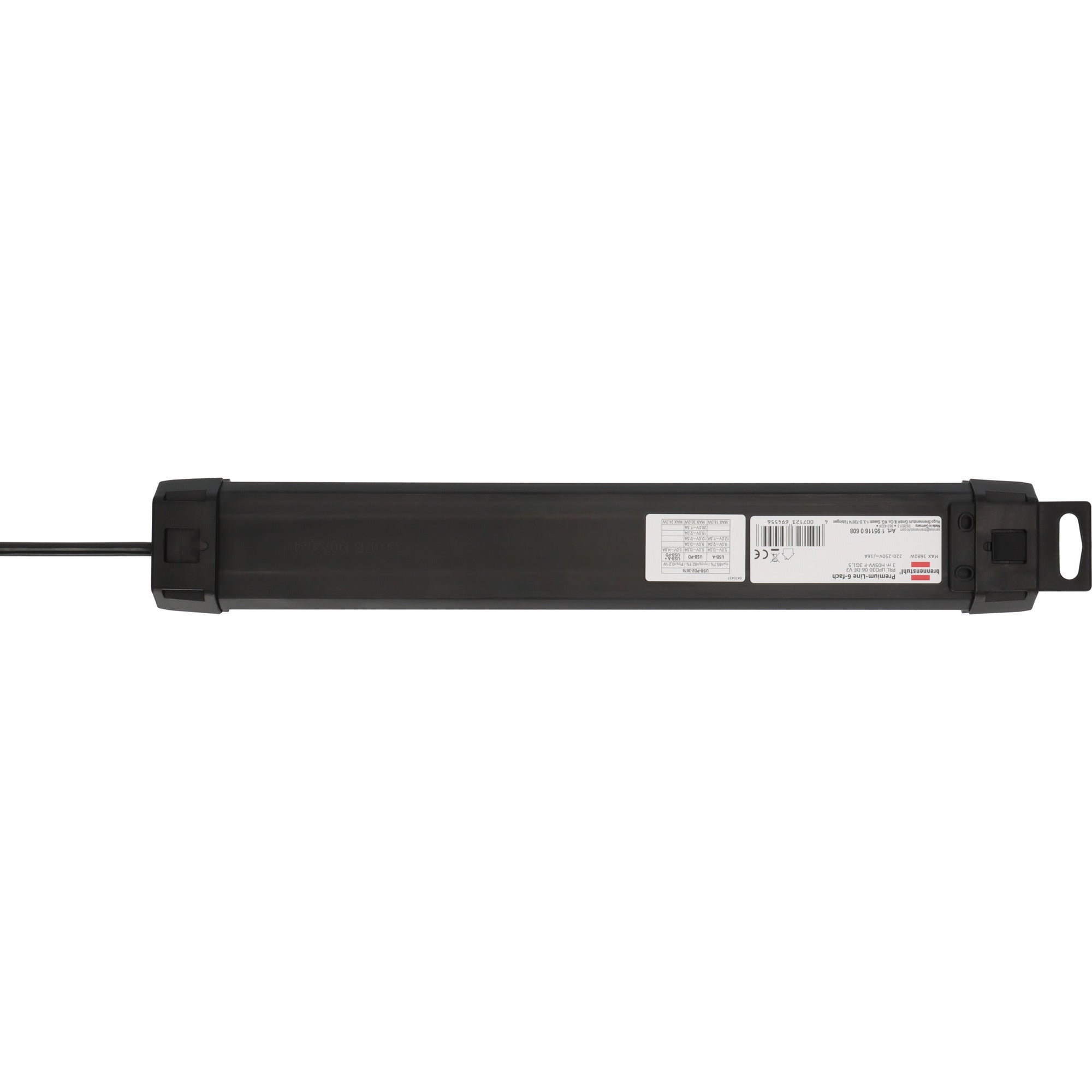 Brennenstuhl premium-line stekkerdoos 6-voudig met usb c pd 30w en usb a 18w stekkerdoos (zwart, 1x usb-a, 1x usb-c)